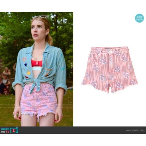 Alexander Wang T Bite Star Print Cutoff Denim Shorts - Picture 10 of 13